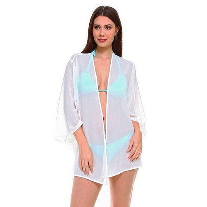 O1003 Chiffon Kimono Throwover in White