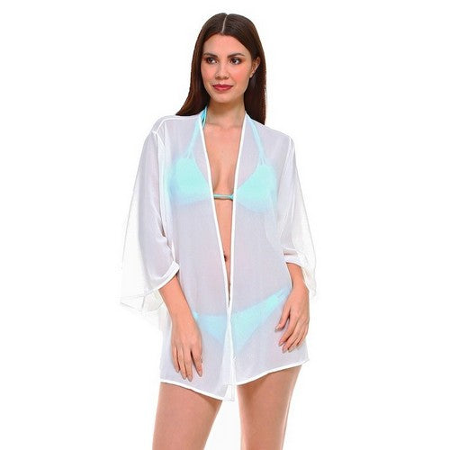 O1003 Chiffon Kimono Throwover in White