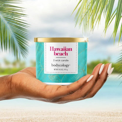 900036 Bodycology 3-Wick Soy Candle, Hawaiian Beach
