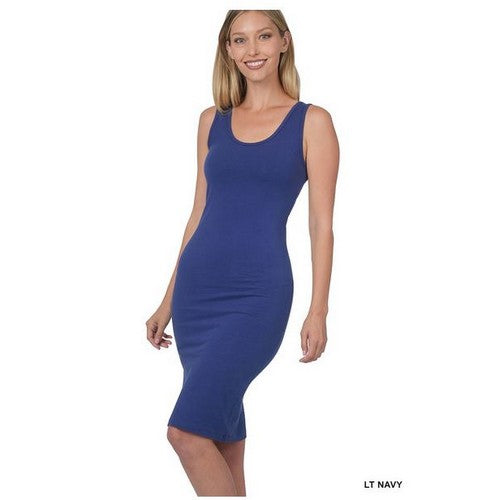 CS-4277AB Premium Cotton Sleeveless Midi Dress Light Navy