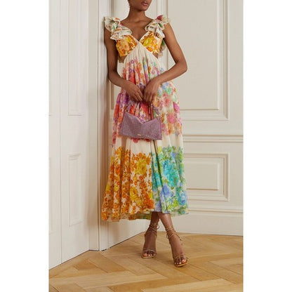 Raie Cutout Floral Maxi Dress in Multi