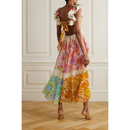 Raie Cutout Floral Maxi Dress in Multi