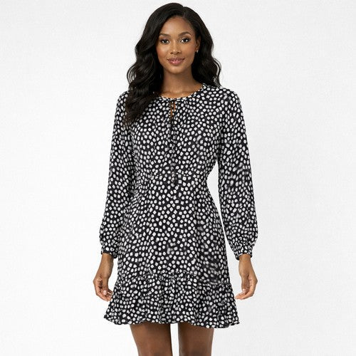 Dorothy Perkins Drop Sleeve Ruffle Tea Dress in Black & White