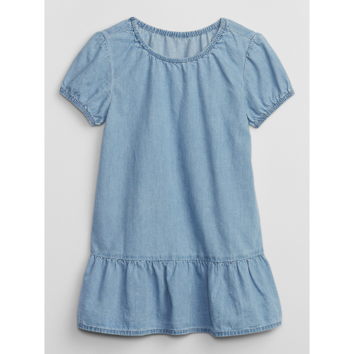 H&M Divided Ruffle Hem Denim Dress Light Denim