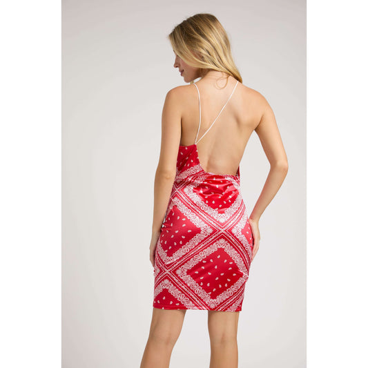 Strappy Backless Dress Red Bandanna