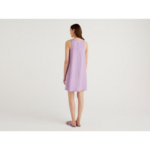 Benetton 100% Linen Sleeveless Dress Lavender