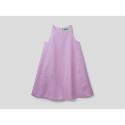 Benetton 100% Linen Sleeveless Dress Lavender