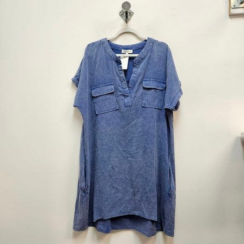 WM6094 Chambray Patch Denim Pocket Dress