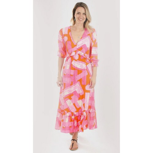 Very Ruffle Print Maxi Dress Pink