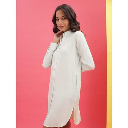 Waffle Shirt Dress in Ivory