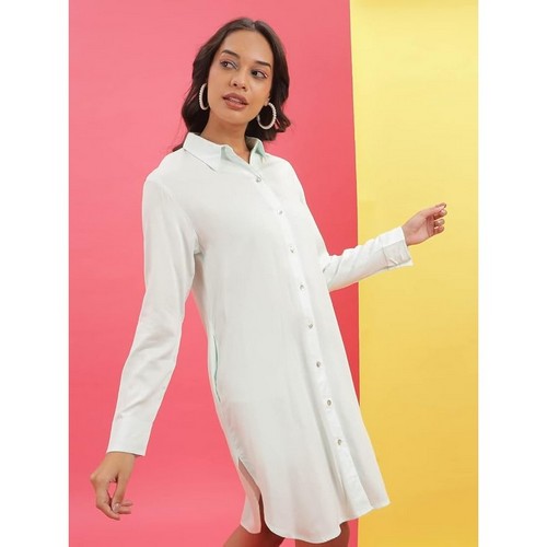 Waffle Shirt Dress in Ivory