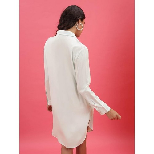 Waffle Shirt Dress in Ivory