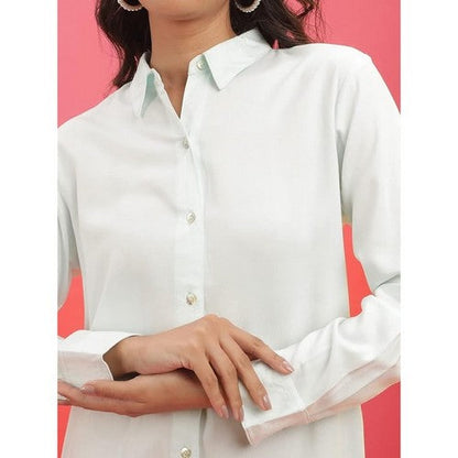 Waffle Shirt Dress in Ivory