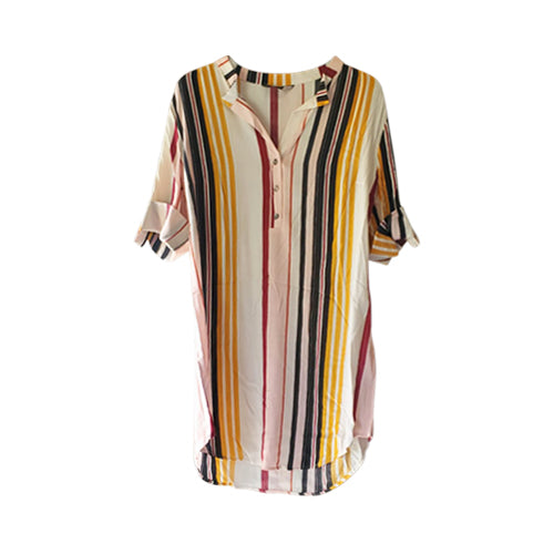 Jo 30 3/4 Sleeve Striped Shirt Mini Dress Multi Colour
