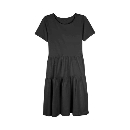 Fisher Field Cotton Jersey Tiered Dress Black