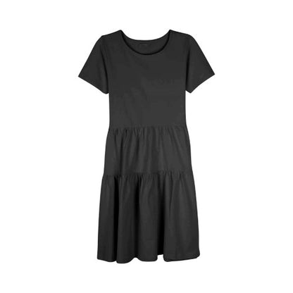 Fisher Field Cotton Jersey Tiered Dress Black