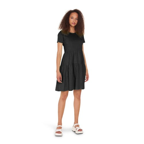 Fisher Field Cotton Jersey Tiered Dress Black