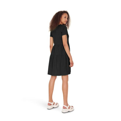 Fisher Field Cotton Jersey Tiered Dress Black