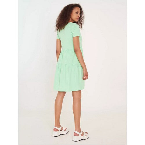 Fisher Field Cotton Jersey Tiered Dress Green