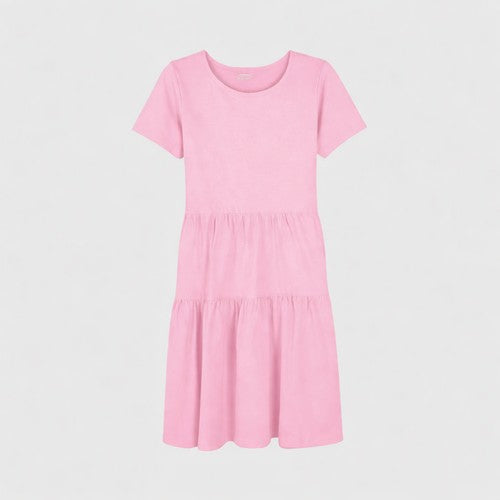 Fisher Field Cotton Jersey Tiered Dress in Pink
