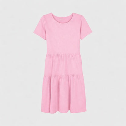 Fisher Field Cotton Jersey Tiered Dress in Pink