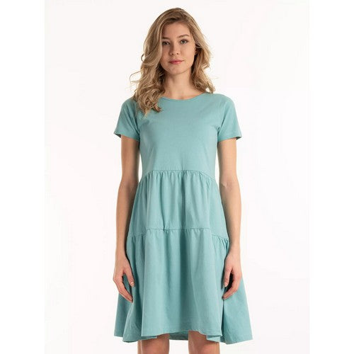 Fisher Field Cotton Jersey Tiered Dress Teal