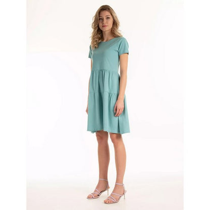 Fisher Field Cotton Jersey Tiered Dress Teal