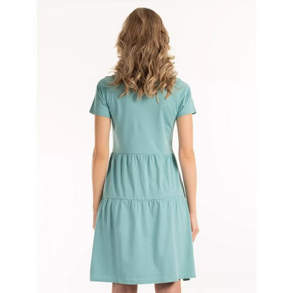 Fisher Field Cotton Jersey Tiered Dress Teal