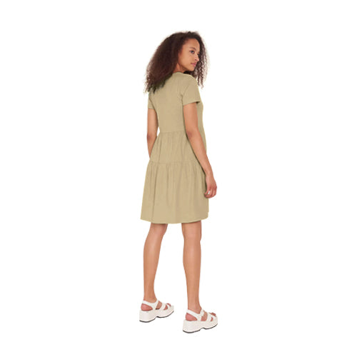 Fisher Field Cotton Jersey Tiered Dress Yellow