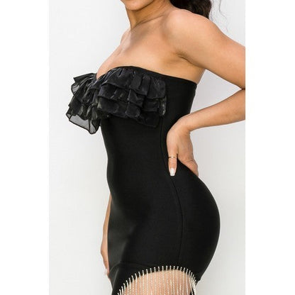 Tube Side Rhinestone Bandage Dress