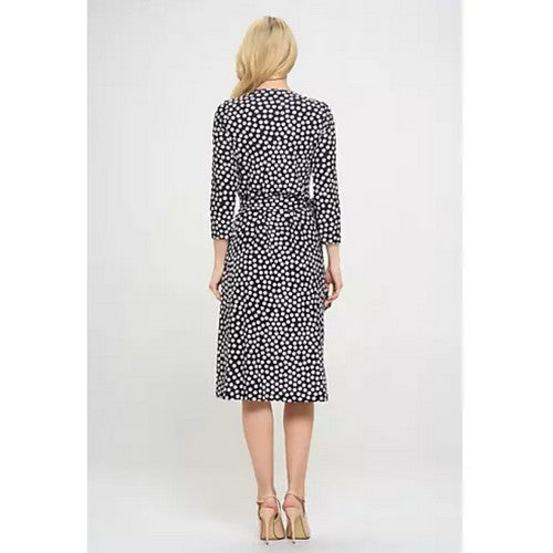 Dot Print Wrap Jersey Dress