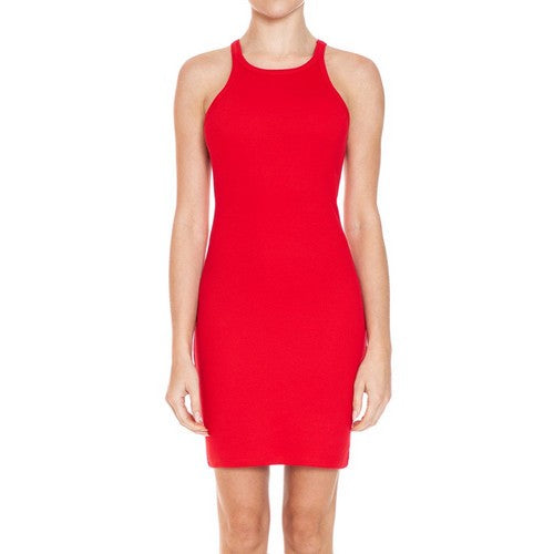 Ribbed Bodycon Dress in Bold Red