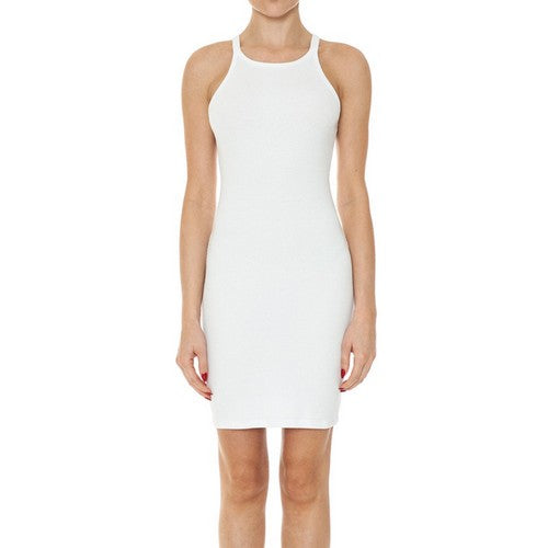 Ribbed Bodycon Dress in White