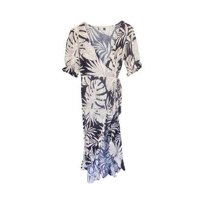 Marks & Spencer Stretch Linen Wrap Midi Dress in Black & White Seasons Fashion Marks & Spencer Stretch Linen Wrap Midi Dress in Black & White Seasons Fashion