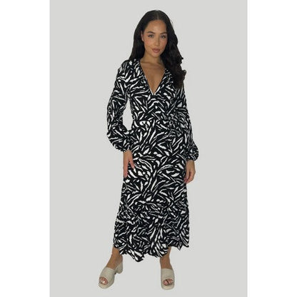 TU Zebra Print Wrap Dress in Black & White