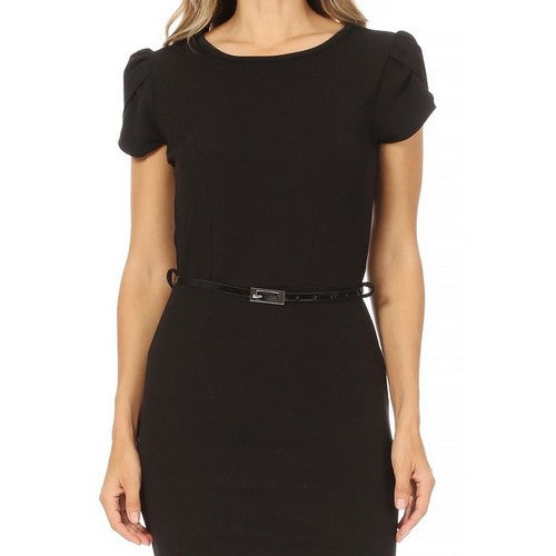 Puff sleeve Sheath Dress in Black
