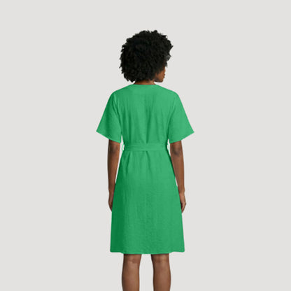 Tie Waist Wrap Dress in Bright Green