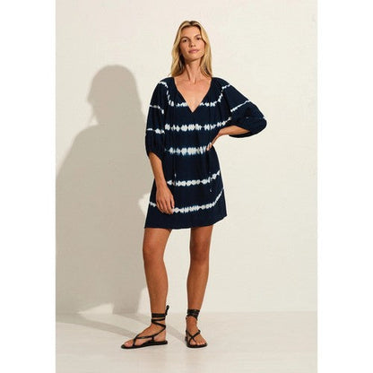 Nice Day Tie Dye Smock Dress in Black