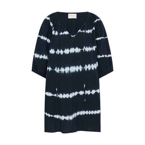 Nice Day Tie Dye Smock Dress in Black
