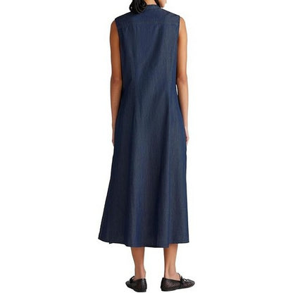 Benetton Denim Maxi Shirt Dress in Dark Denim