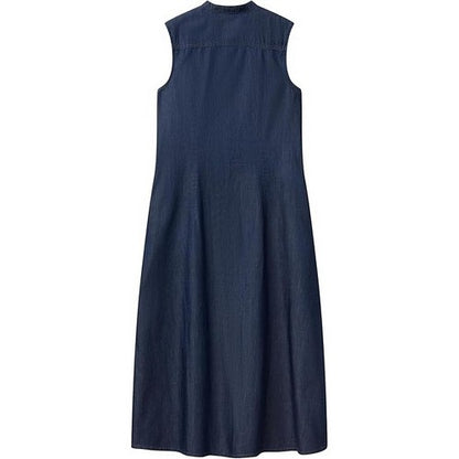 Benetton Denim Maxi Shirt Dress in Dark Denim