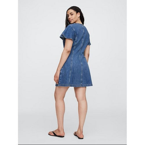 Gap Flutter Sleeve Denim Dress in Medium Indigo