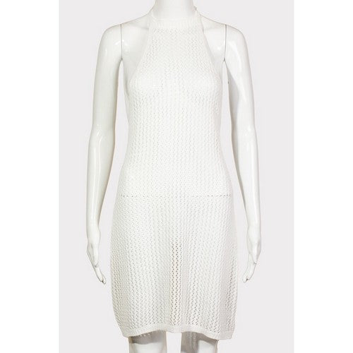 MMP8743 Crochet Beach Cover Up Dress in White