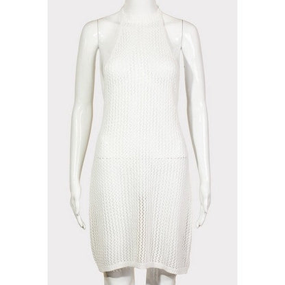 MMP8743 Crochet Beach Cover Up Dress in White