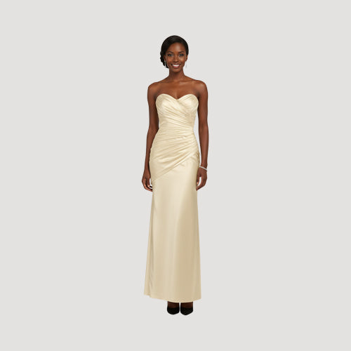 Satin Sweetheart Bandeau Gown in Gold
