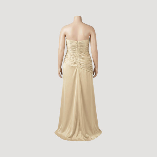 Satin Sweetheart Bandeau Gown in Gold