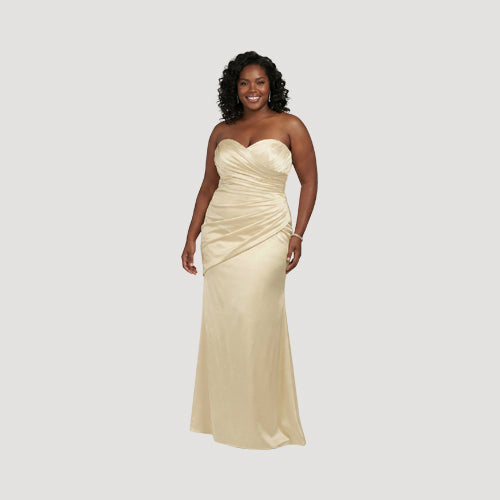 Satin Sweetheart Bandeau Gown in Gold