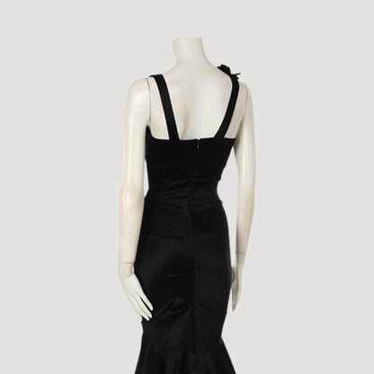 Ruffle Detail Mermaid Gown in Black