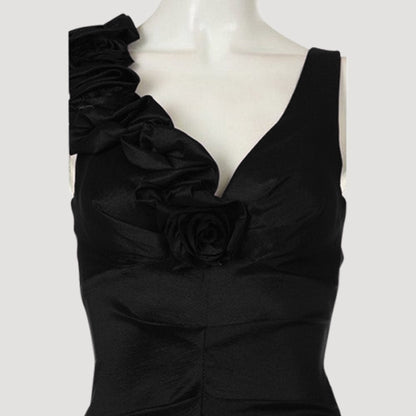 Ruffle Detail Mermaid Gown in Black