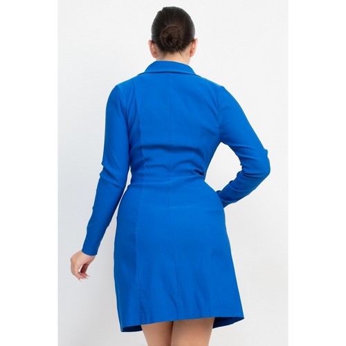 Double-Breasted Shirt Dress in Royal